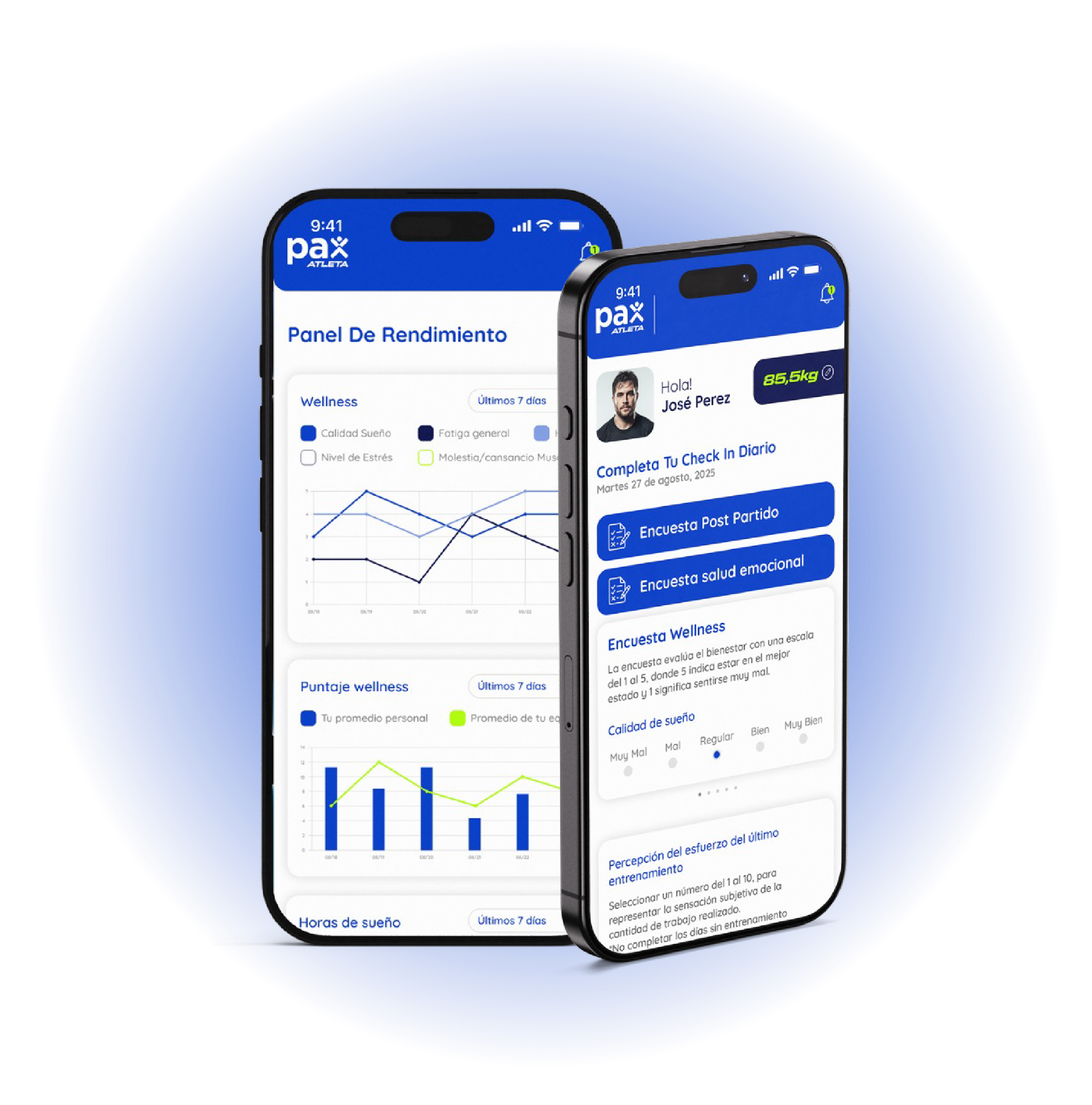 Vista de la app Pax Atleta